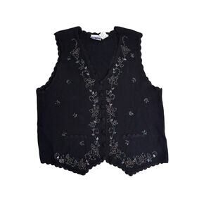 Iridescent Beaded Ramie/Cotton Knit Vest Whimsigoth Cottage Witchy Size 3X